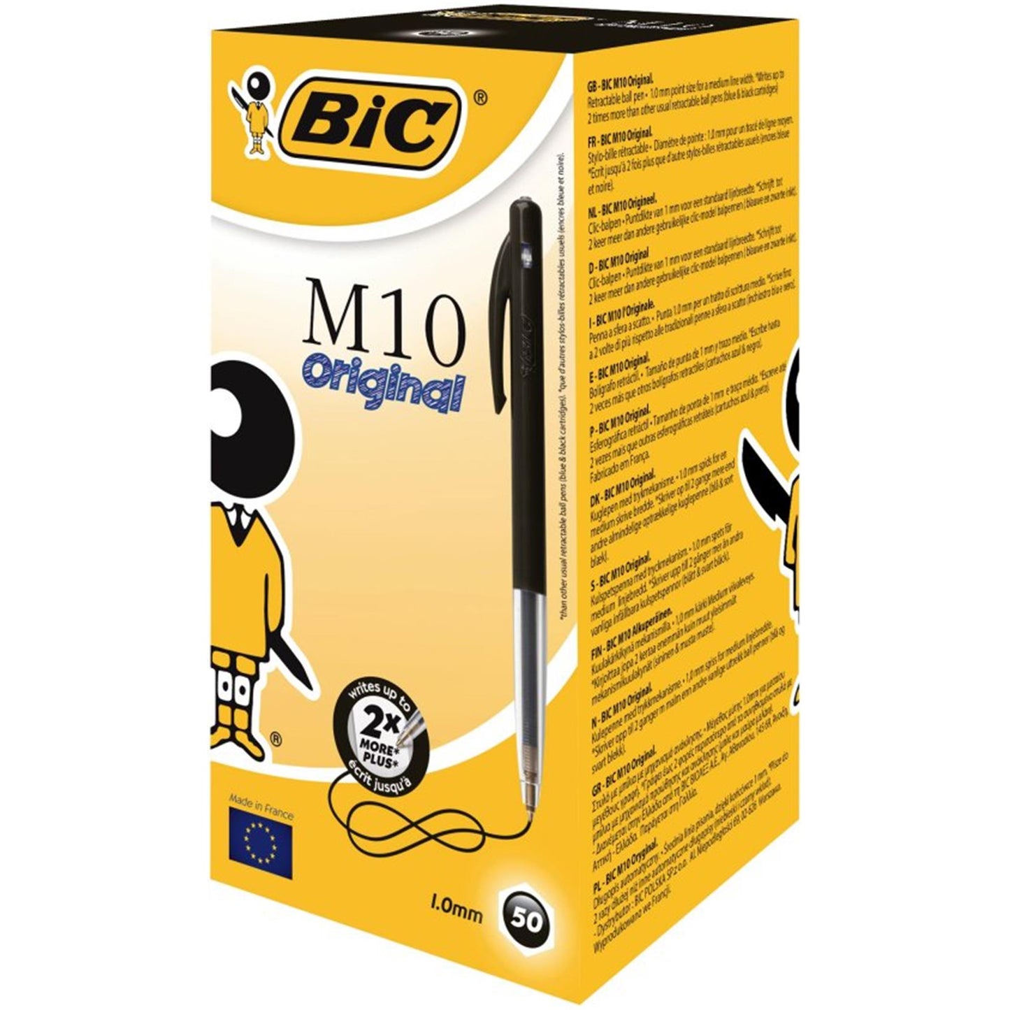 Box mit 50 BIC-Kugelschreibern der Sorte M10 Ball Pen in schwarz