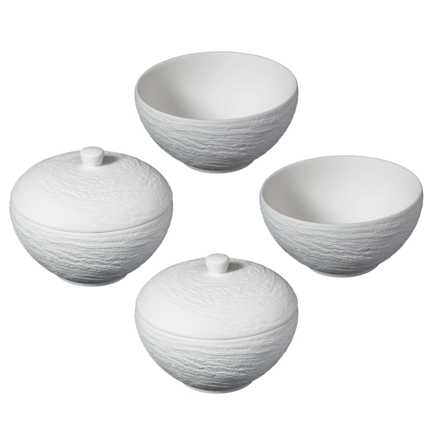 Chef Cuisine Porzellan Schalen 4er Set, inklusive 2 Deckel