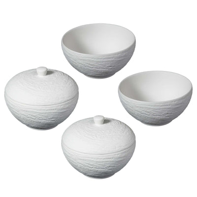 Chef Cuisine Porzellan Schalen 4er Set, inklusive 2 Deckel