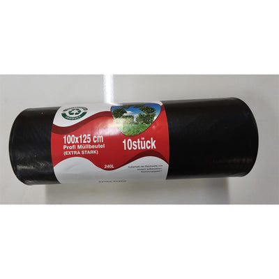 Premium Abfall und Müllsäcke 240 Liter extra stark 100 µ 10 Stk Schwarz