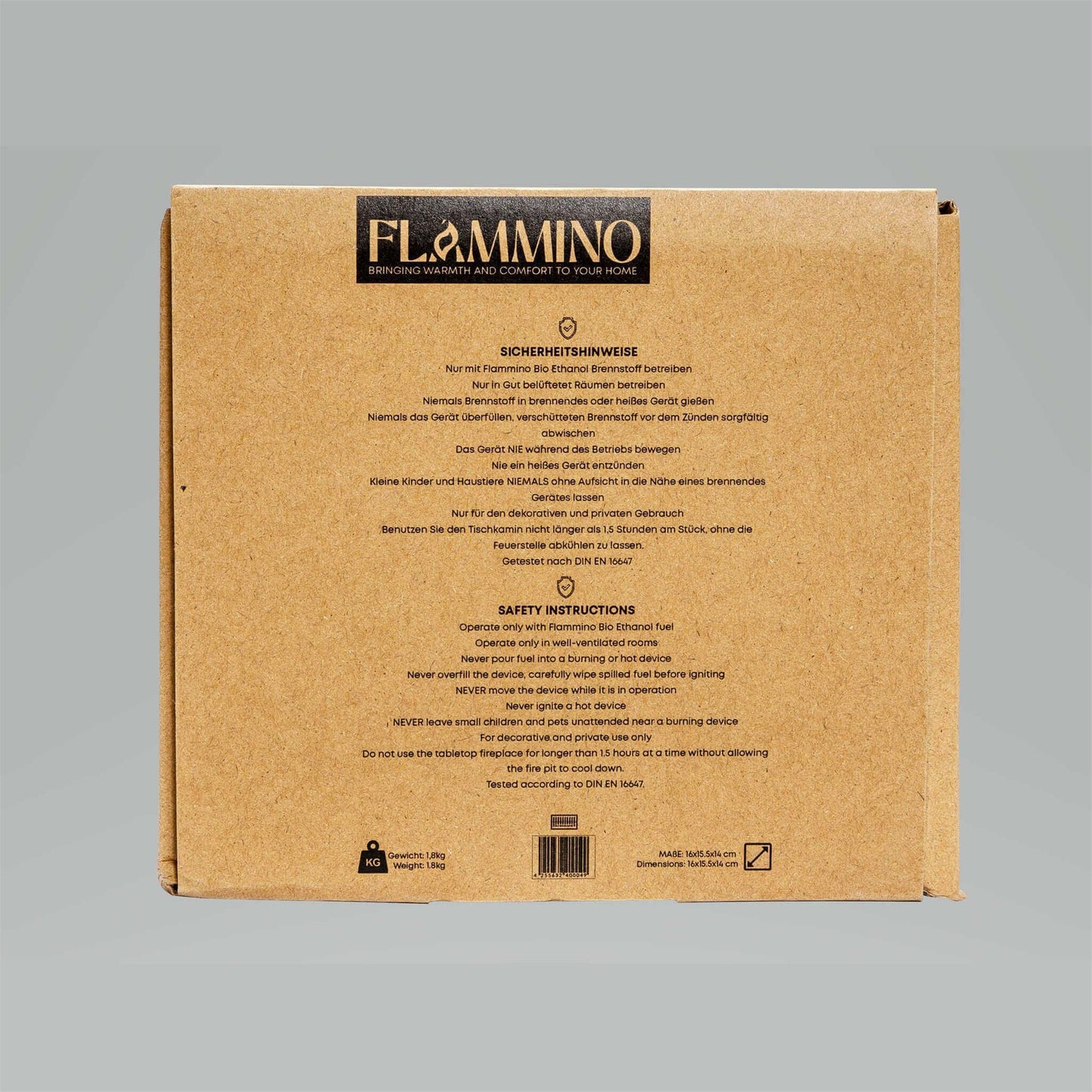 2 x Flammino Design-Tischkamin aus Marmor Look Flammino Premium Ethanol-Kamin Set 2 Stk