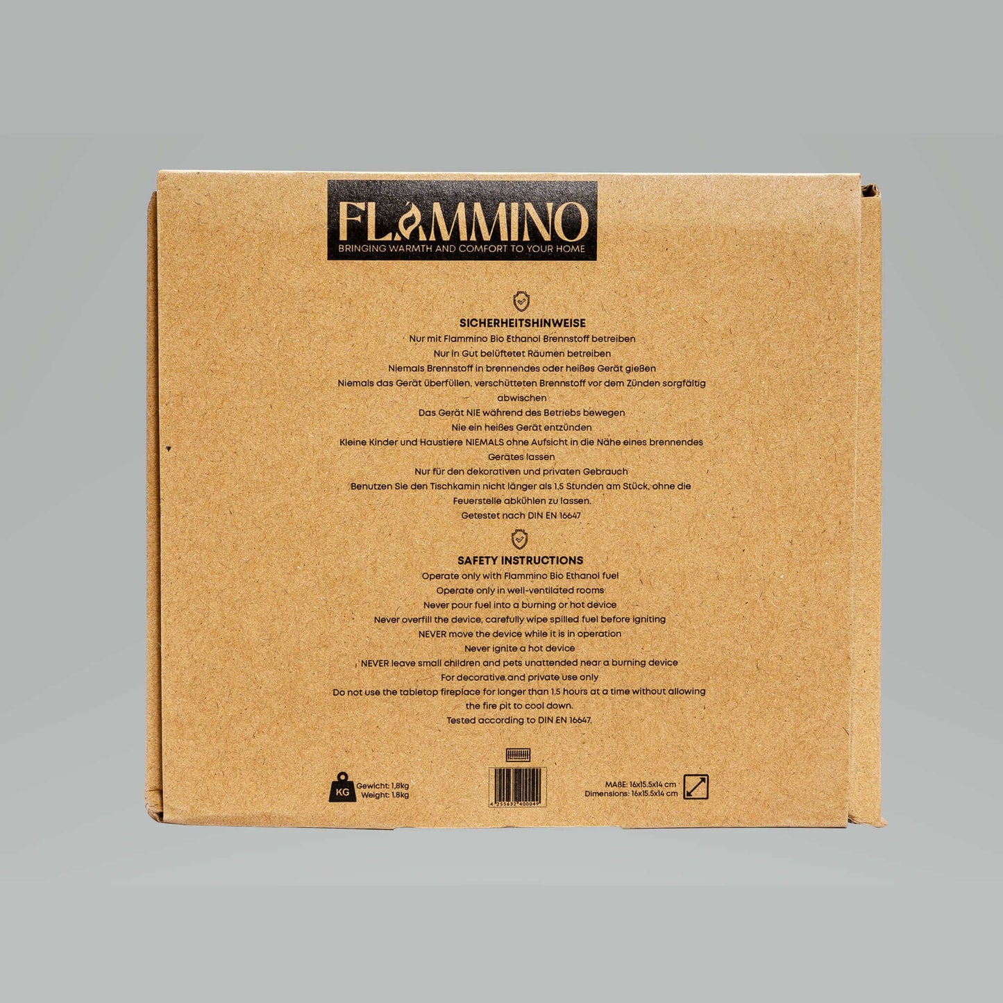 2 x Flammino Design-Tischkamin aus Marmor Look Flammino Premium Ethanol-Kamin Set 2 Stk
