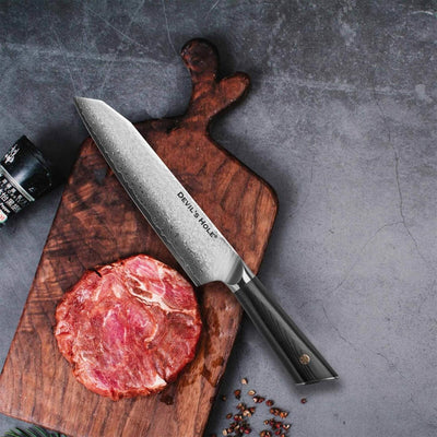 Devil's Hole® Damastmesser Santokumesser Schwarz