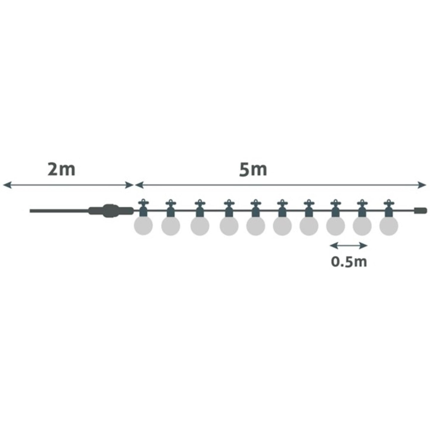Avide Outdoor-Lichterkette, AOS10LE27-WW-3AA, 5m WW, exkl. 3xAA