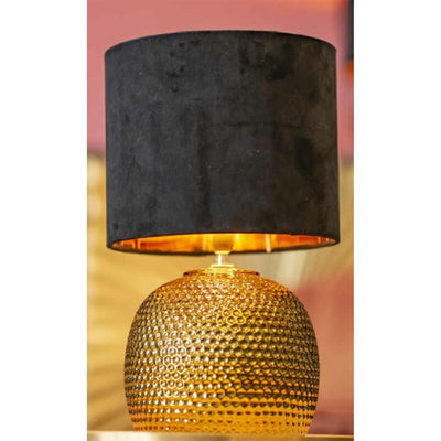 Tiziano Belllini Tischleuchte Aileen Lampe gold mit Samtschirm schwarz 37 cm 772701