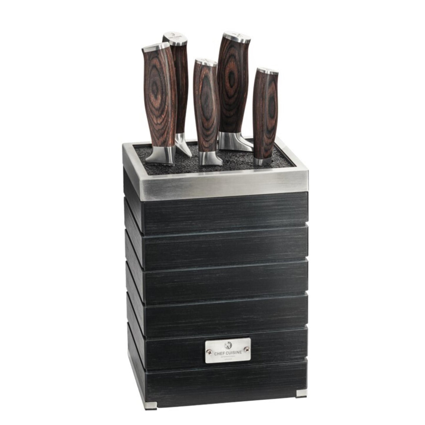 CHEF CUISINE Messerset, 6-tlg., inklusive Messerblock, Rostfreier Klingenstahl, Geschmiedet, Handgeschliffen & poliert, Ergonomischer Griff