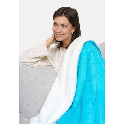 Weiche Kuscheldecke extra Dick & Warm Sofadecke - Wohndecke Sherpa Decke - aus federleichtem Coral-Fleece 130 x 170 cm