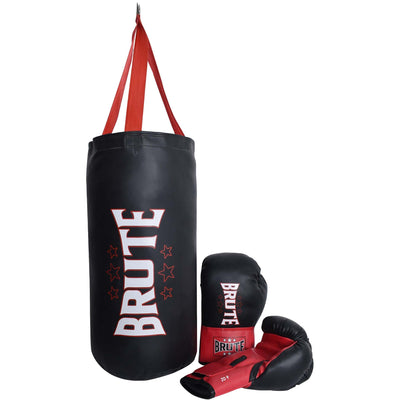 BRUTE Kinder-Sandsack-Set inklusive Boxhandschuhen und Tasche Farbe: Schwarz/Rot