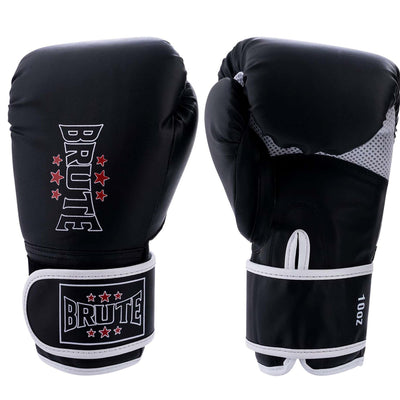 BRUTE Boxsack Erwachsene - Sandsack Set inklusive mit Boxhandschuhen, Deckenhaken und Tasche für jede Kampfsportart Kickboxen, Sparring, Muay Thai, Material: Leder - Farbe: Schwarz