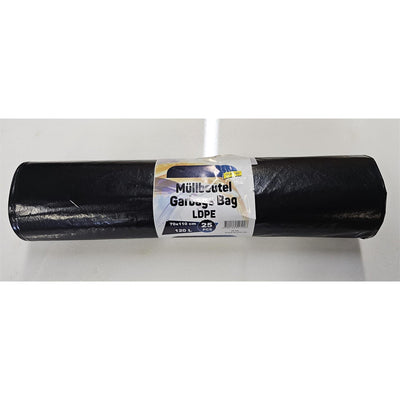 Premium Abfall und Müllsäcke 120 Liter Haushalt 60 µ 25 Stk auf Rolle Schwarz
