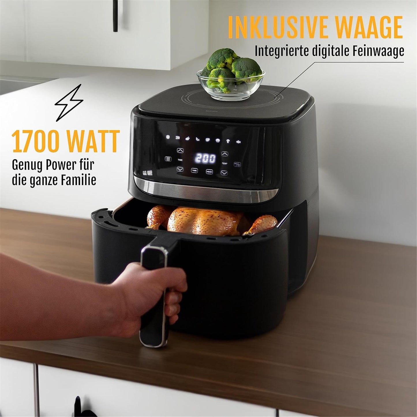 a-rival Heißluftfritteuse mit Waage Model AF 600 CW 1700 Watt airfryer