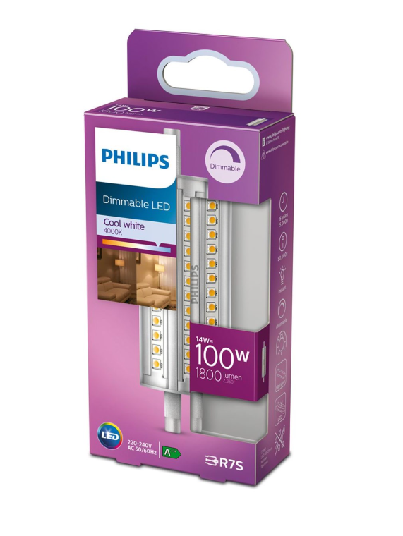 Philips LED-Lampe Spot 14W/840 (100W) 118 mm Dimmable R7s