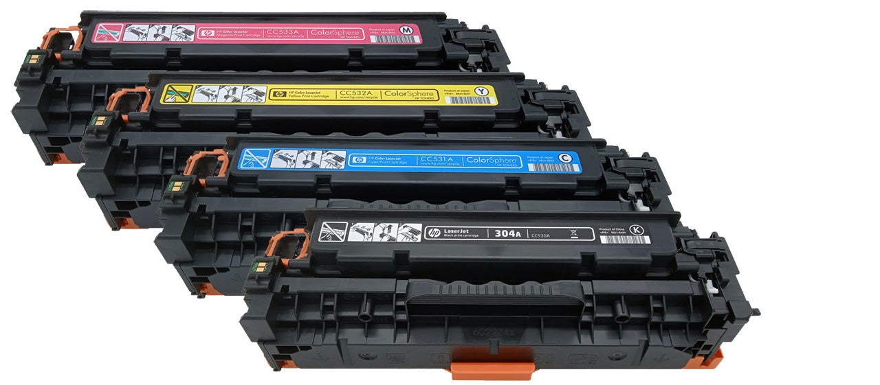 4x Original HP Toner Multipack (CC530A CC531A CC532A CC533A) für ca 11.900 Seiten für HP Color LaserJet CP2025 und CM2320 Serien wb