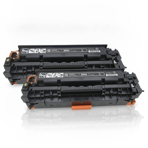 Doppelpack Original HP Toner 304A (CC530AD) Farbe: Schwarz ca: 2 x 3.500 Seiten für HP Color LaserJet CP2025 und CM2320 Serien