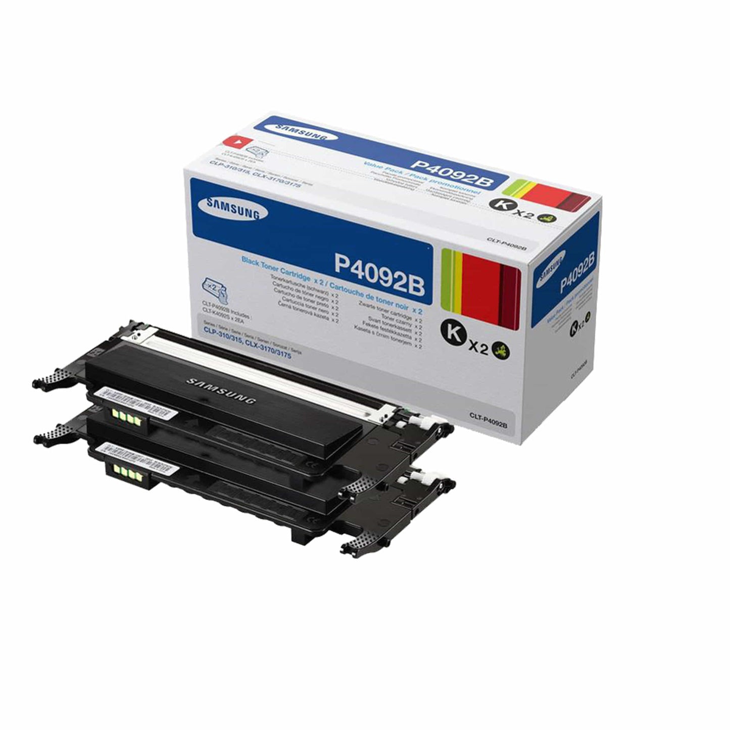 Original Toner Samsung CLT-P4092B/ELS Dopplepack Farbe: Schwarz 2 x 1.500 Seiten für CLP 310 / 315 + CLX3185 Serie