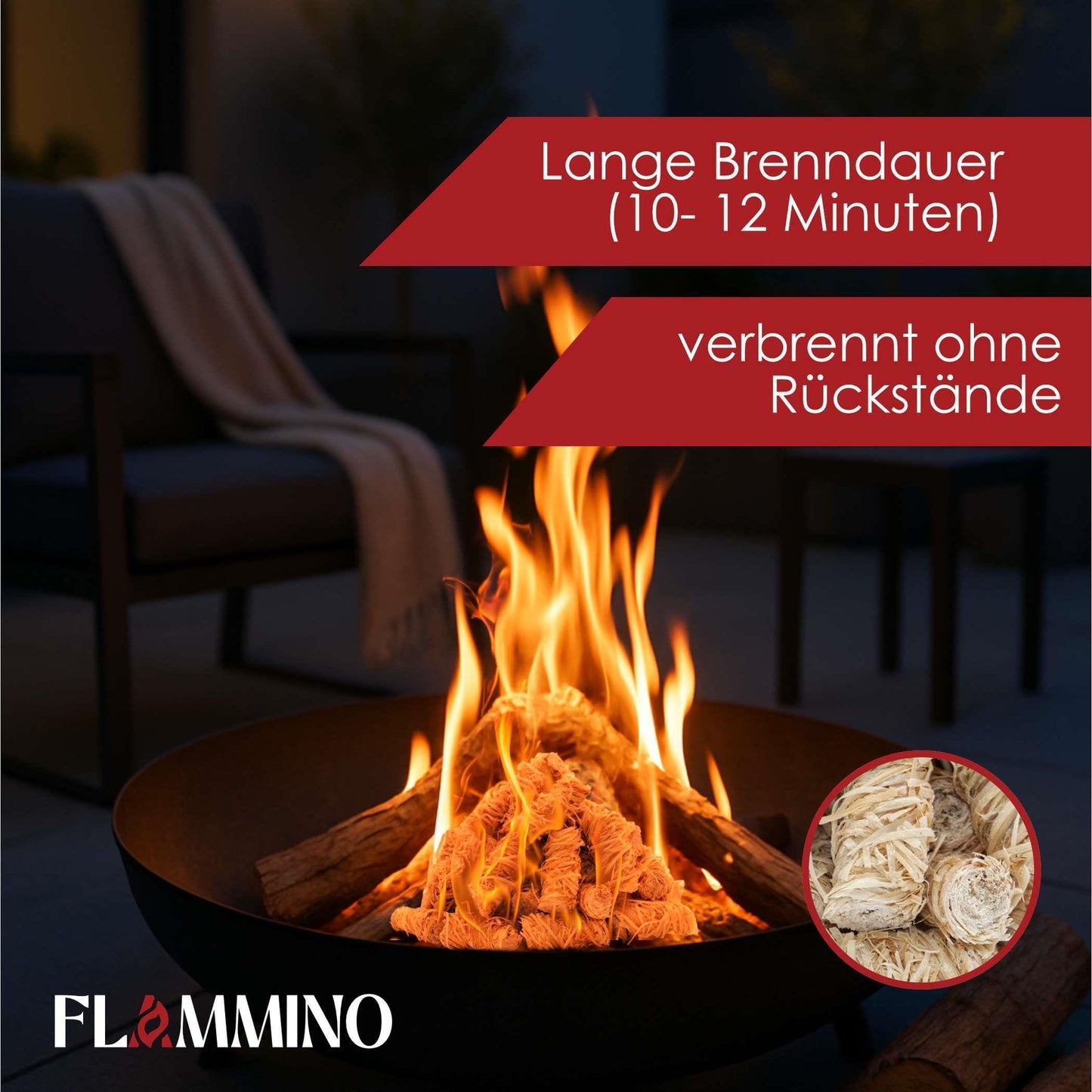 Flammino Holzwolle Anzündwolle Grillanzünder paperbag für Kamin, Grill & BBQ made in EU 1 x 2.5 Kg ca. 200 Stk.