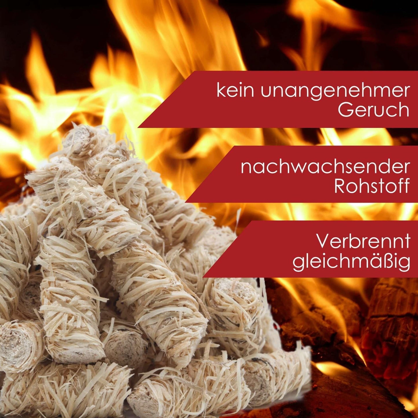 Flammino Holzwolle Anzündwolle paperbag für Kamin, Grill & BBQ made in EU