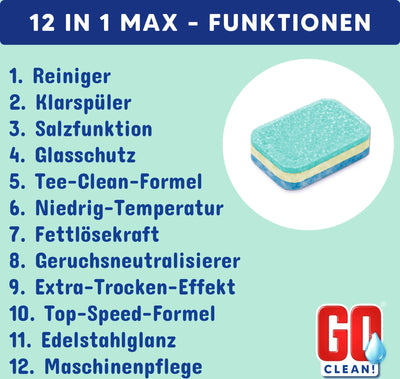 Go Clean  All-in-1 Spülmaschinen Tabs, 250er Box, wasserlösliche Folie 5 Kg