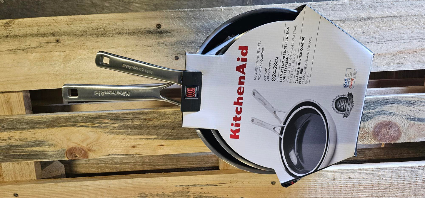 KitchenAid  Pfannenset Bratpfanne Multiply 24/28 cm Chrom 2 Stk.