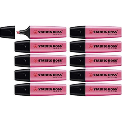 Pinke Textmarker von STABILO-Boss im 10er-Pack.