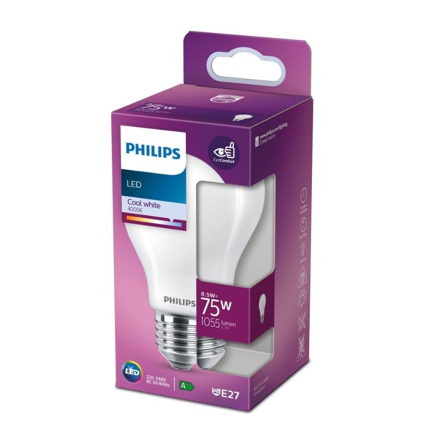 Philips 8718699762575, 8,5 W, 75 W, E27, A++, 1055 lm, 15000 h