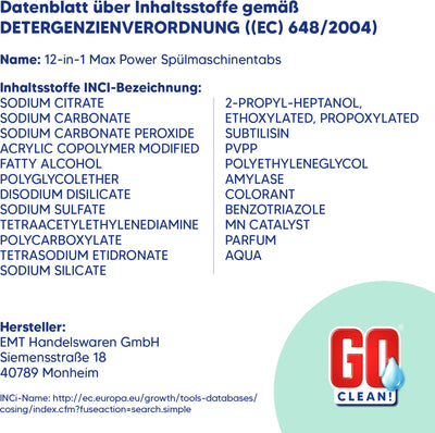 Go Clean  All-in-1 Spülmaschinen Tabs, 500er Box, wasserlösliche Folie 10 Kg