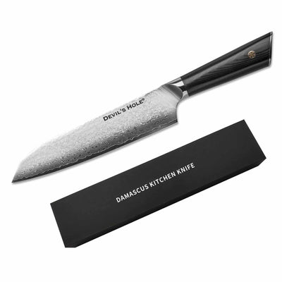Devil's Hole® Damastmesser Santokumesser Schwarz