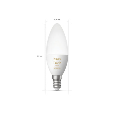 Philips Hue LED E14 White Ambiance Kerze 2 x 470 lm 2er Pack