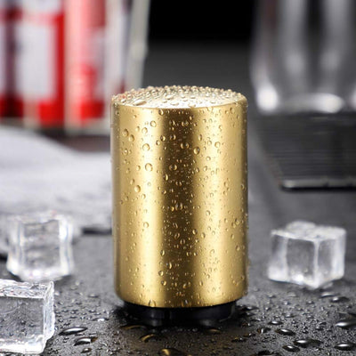 Baomasir Automatischer Flaschenöffner/Kapselheber, Zum Öffnen von Kronkorken-Flaschen, Gebürstetes Aluminium, Push&Pull, Gold