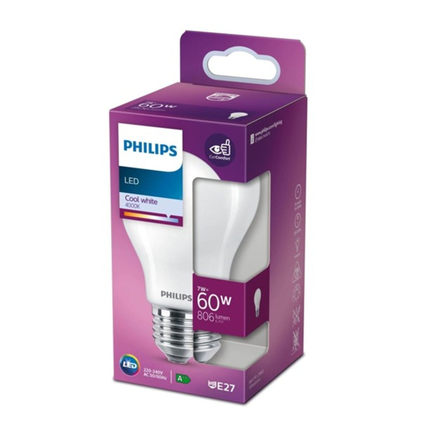 Philips LED-Lampe entspricht 60 W E27 Kaltweiß, nicht dimmbar