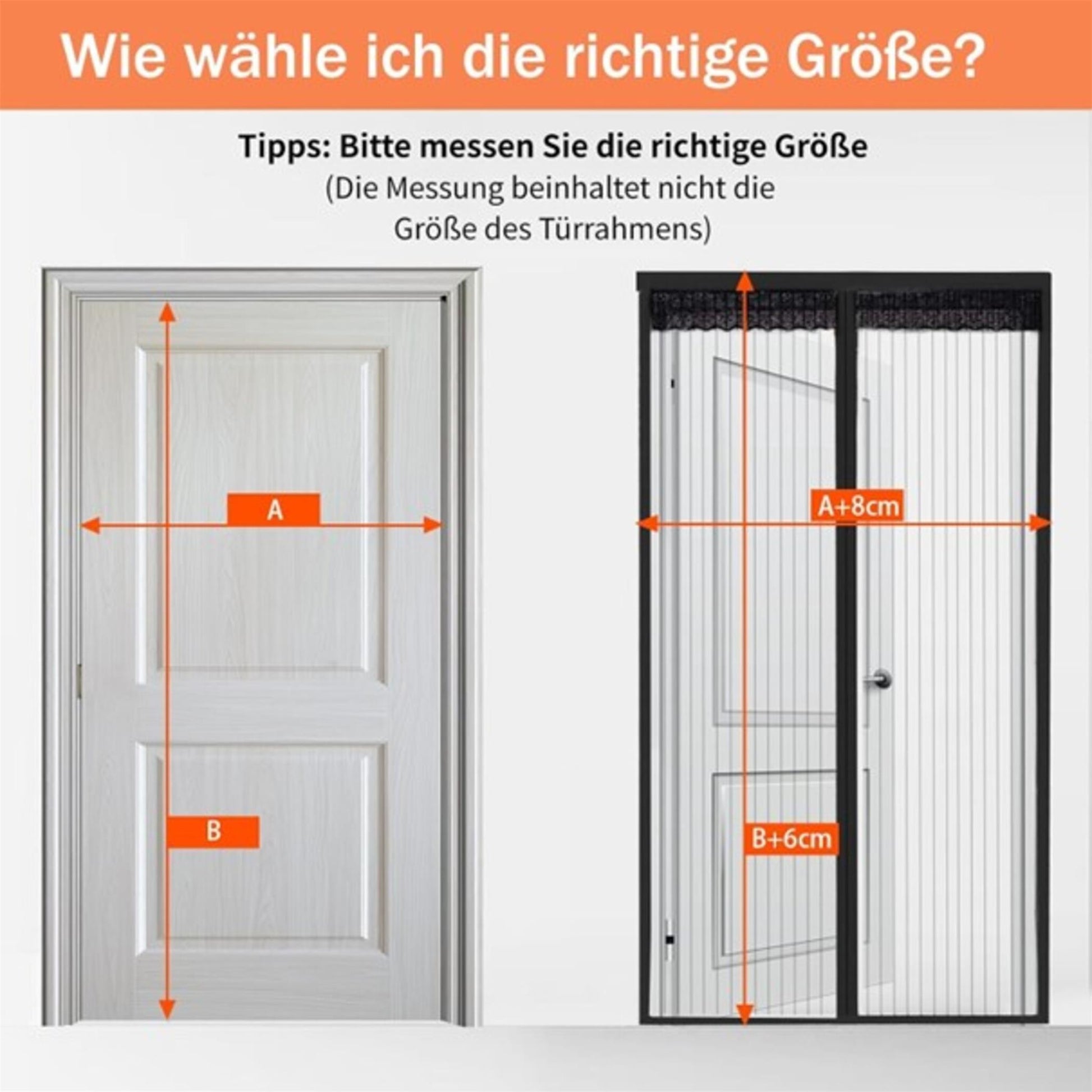 Fliegengitter-Magnet-Tür, 90x210cm, ohne Bohren