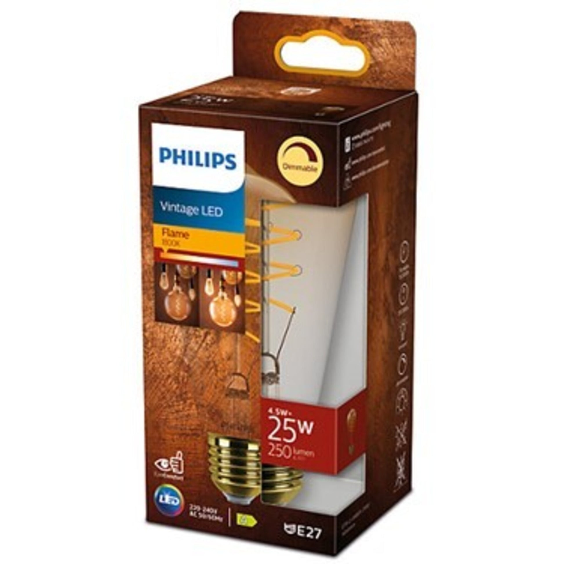 Philips E27 LED Vintage Lampe Bernstein 4,5W wie 25W dimmbar extrawarmes Weiss Landhausstil