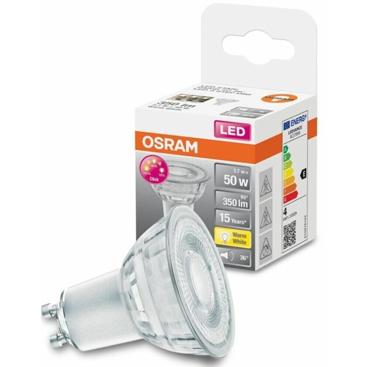 Osram LED GU10 Reflektor Par16 3,7W/350lm 2700K dimmbar 1er Pack