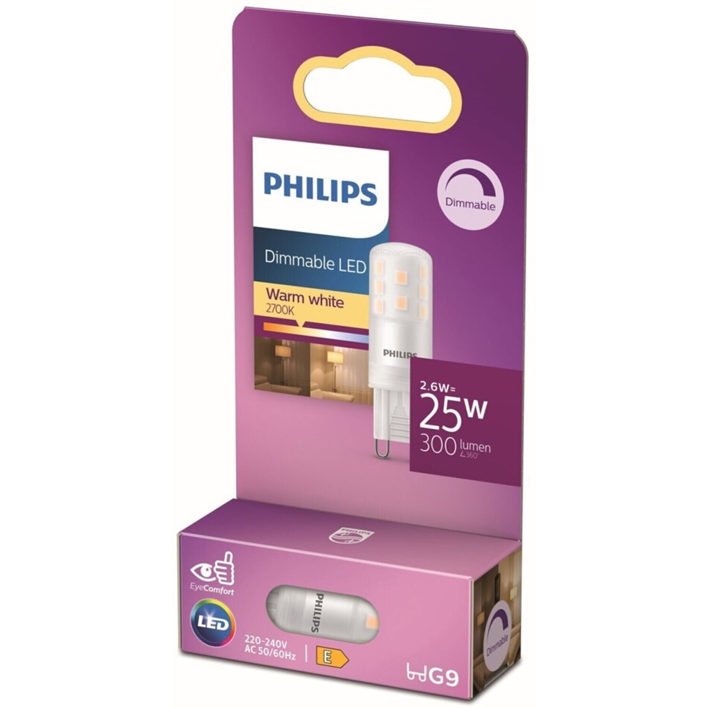 Philips LED Lampe ersetzt 25W, G9 Brenner, warmweiß, 215 Lumen, dimmbar, 1er Pack weiß