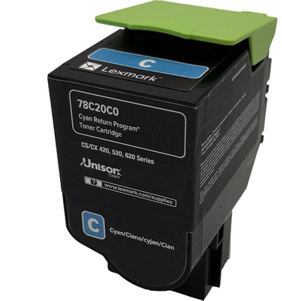 Lexmark Original Toner 78C20CE  Farbe: Cyan ca. 1.400 Seiten für CS 421 | 521 | 622 Serien und CX 421 | 522 Serien usw. wb