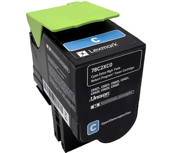 Lexmark Original Toner 78C2XC0 High Yield Farbe: Cyan ca. 5.000 Seiten für CS 421,521,622 Serien und CX 421,521,622,625 Serien wb