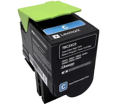Lexmark Original Toner 78C2XCE High Yield Farbe: Cyan ca. 5.000 Seiten für CS 421,521,622 Serien und CX 421,521,622,625 Serien wb
