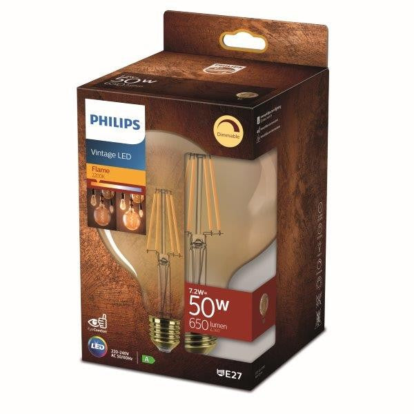 Philips Vintage LED Flame 2200K gold 7 watt  E27  ( 50 watt )