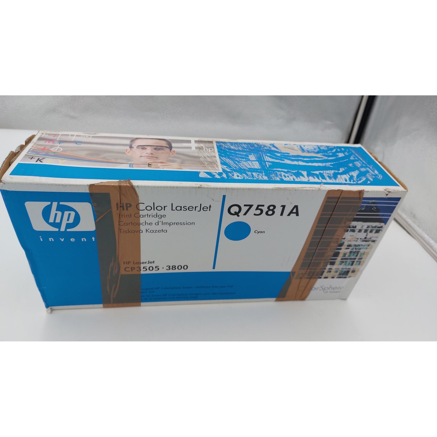 Original Toner HP Q7581A, 503A, Cyan, ca. 6.000 Seiten, beschädigte Verpackung