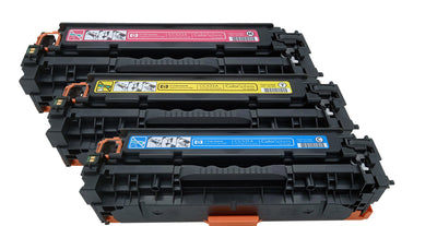 3x Original HP Toner Multipack (CC531A CC532A CC533A)  für ca. 8.400 Seiten für  HP Color LaserJet CP2025 und CM2320 Serien wb