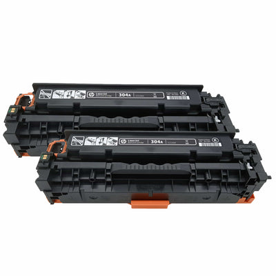 Dopplepack Original HP Toner 304A (CC530AD) Farbe: Schwarz ca: 2 x 3.500 Seiten für HP Color LaserJet CP2025 und CM2320 Serien wb