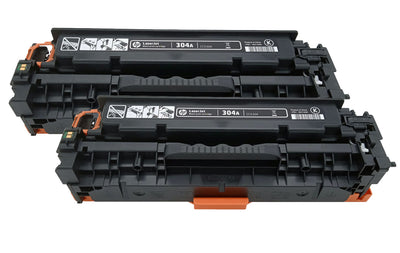 Dopplepack Original HP Toner 304A (CC530AD) Farbe: Schwarz ca: 2 x 3.500 Seiten für HP Color LaserJet CP2025 und CM2320 Serien wb