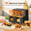 Cookwise Dual Zone Heißluftfritteuse mit Sichtfenster, 9L XL Kapazität Doppel-Airfryer, 2 Schubladen,  Touchscreen, Smart und Timer-Funktion, Gesunde Friteuse ohne Öl und fettarmes Kochen