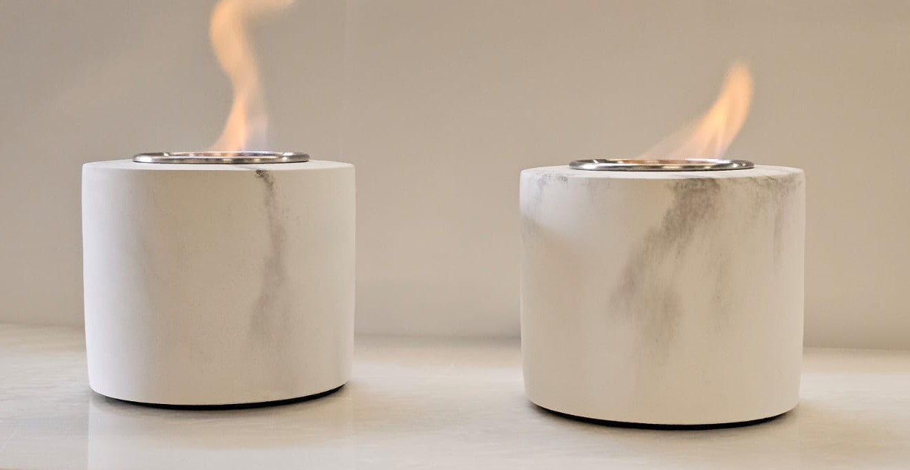 2 x Flammino Design-Tischkamin aus Marmor Look Flammino Premium Ethanol-Kamin Set 2 Stk