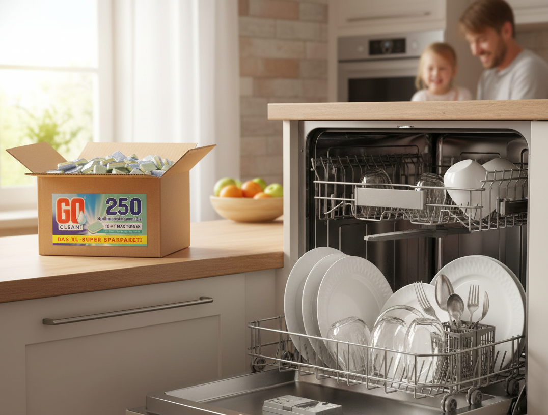 250 Tabs HQ Go Clean  All-in-1 SpülmaschinenTabs, 250er Box, in wasserlösliche Folie 5 Kg Karton