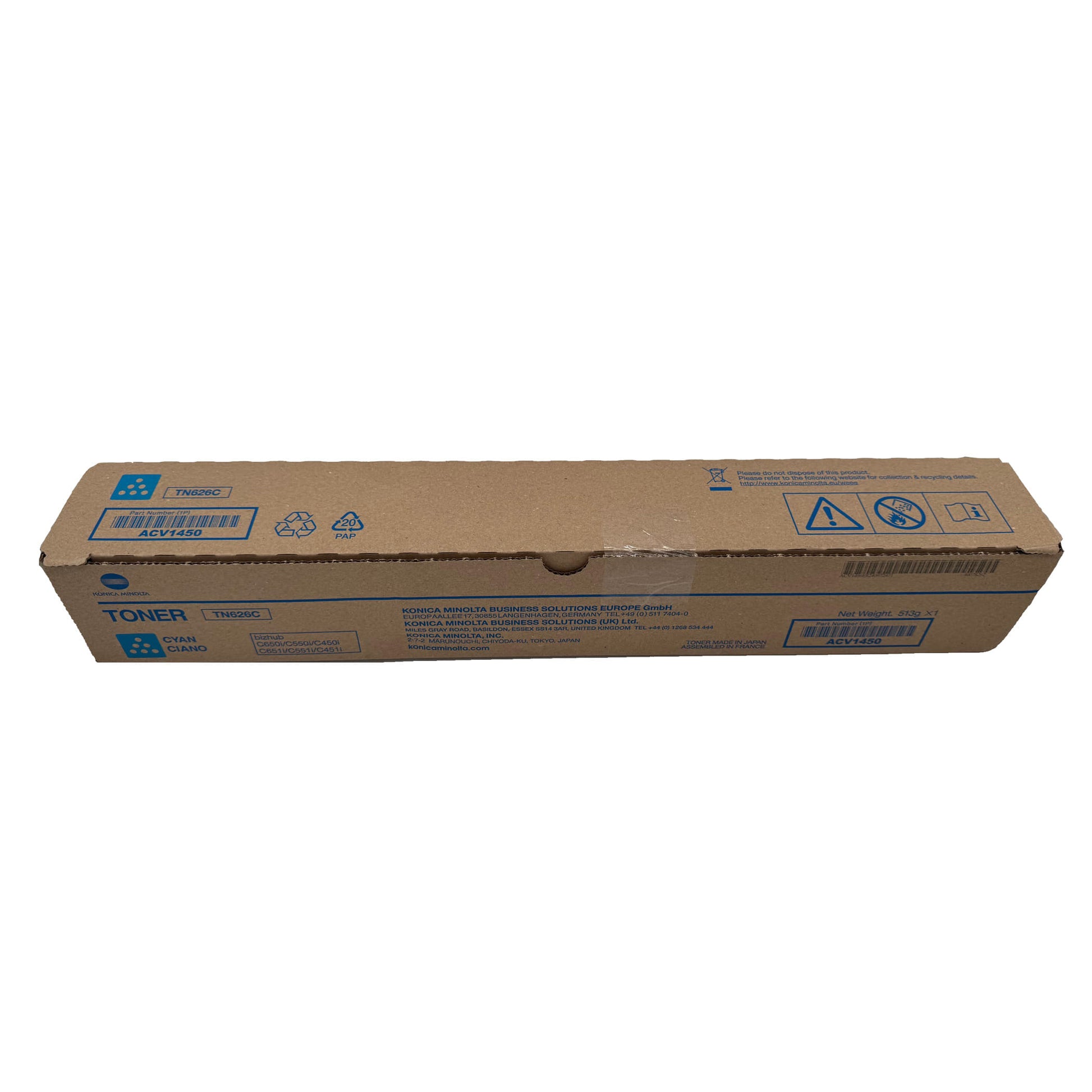 Original Konica Minolta TN-626C (ACV1450) Farbe: Cyan ca. 28.000 Seiten für Konica Minolta Bizhub C 450 i | C 550 i | C 560 i  usw.