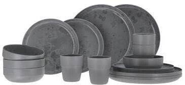 Palma Geschirr-set dark grey 16 teilig